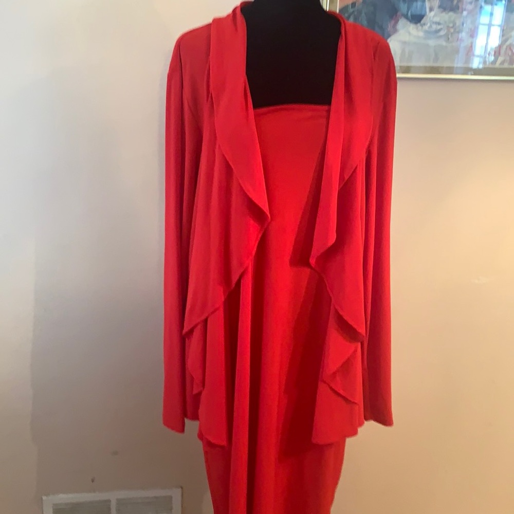 Nina Leonard midi red dress size XL